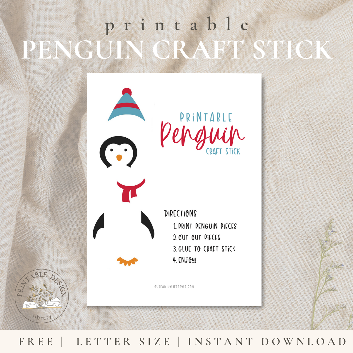 Penguin Craft Stick
