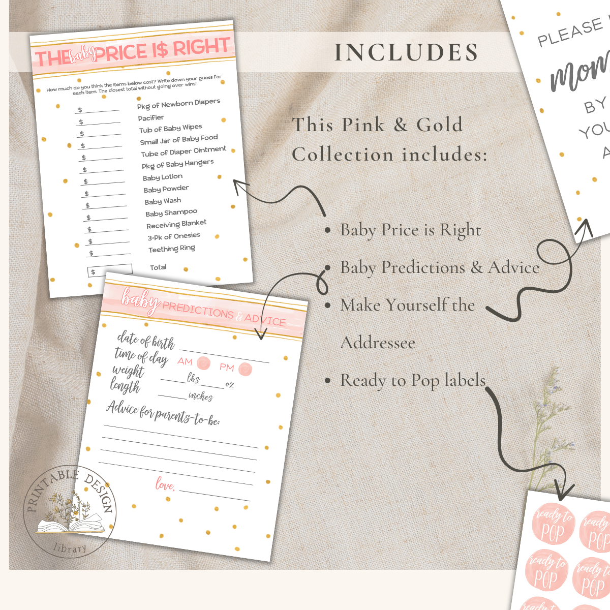 Pink & Gold Baby Shower Games