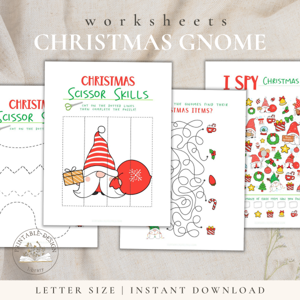 Preschool Christmas Gnome Worksheets