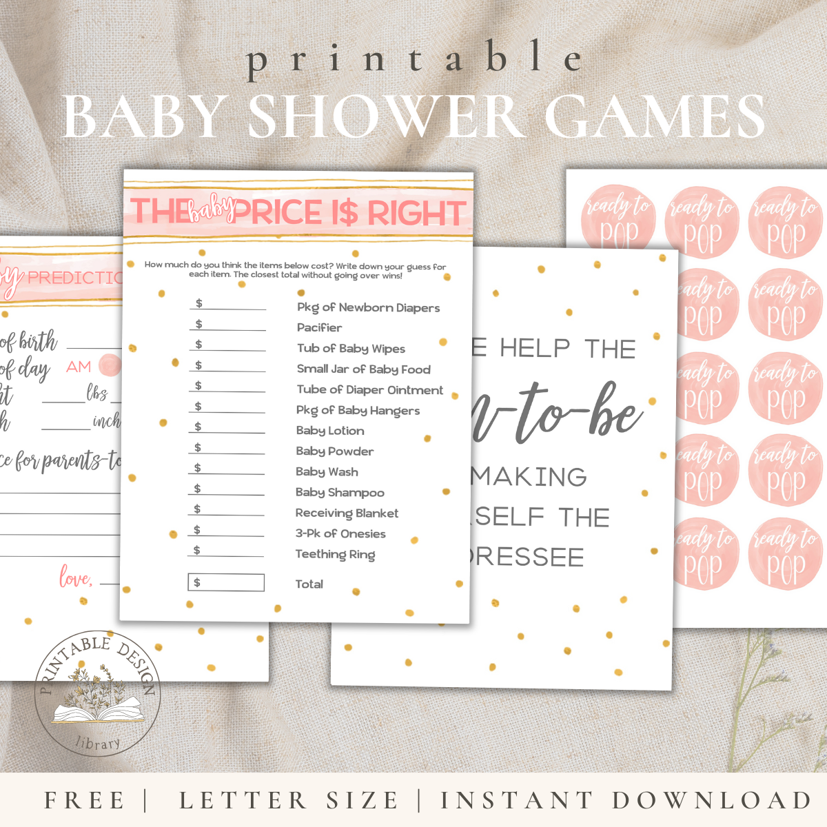Pink & Gold Baby Shower Games