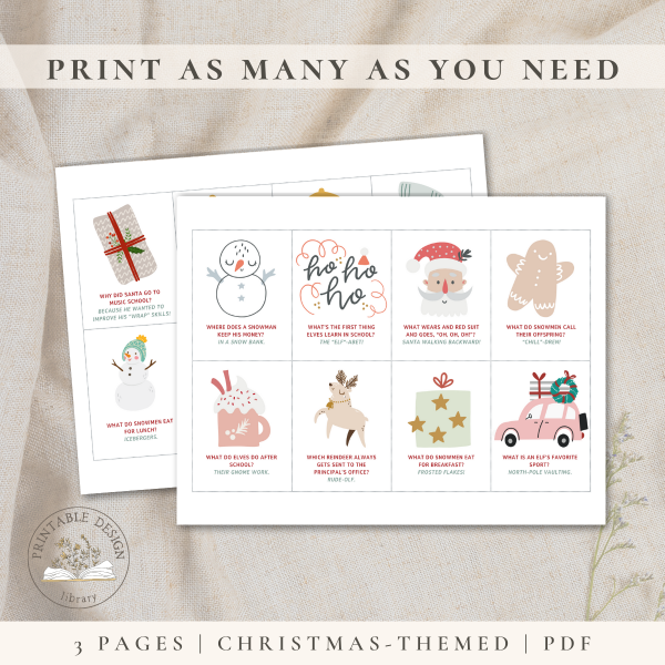 Printable Christmas Jokes for Kids Cards featured