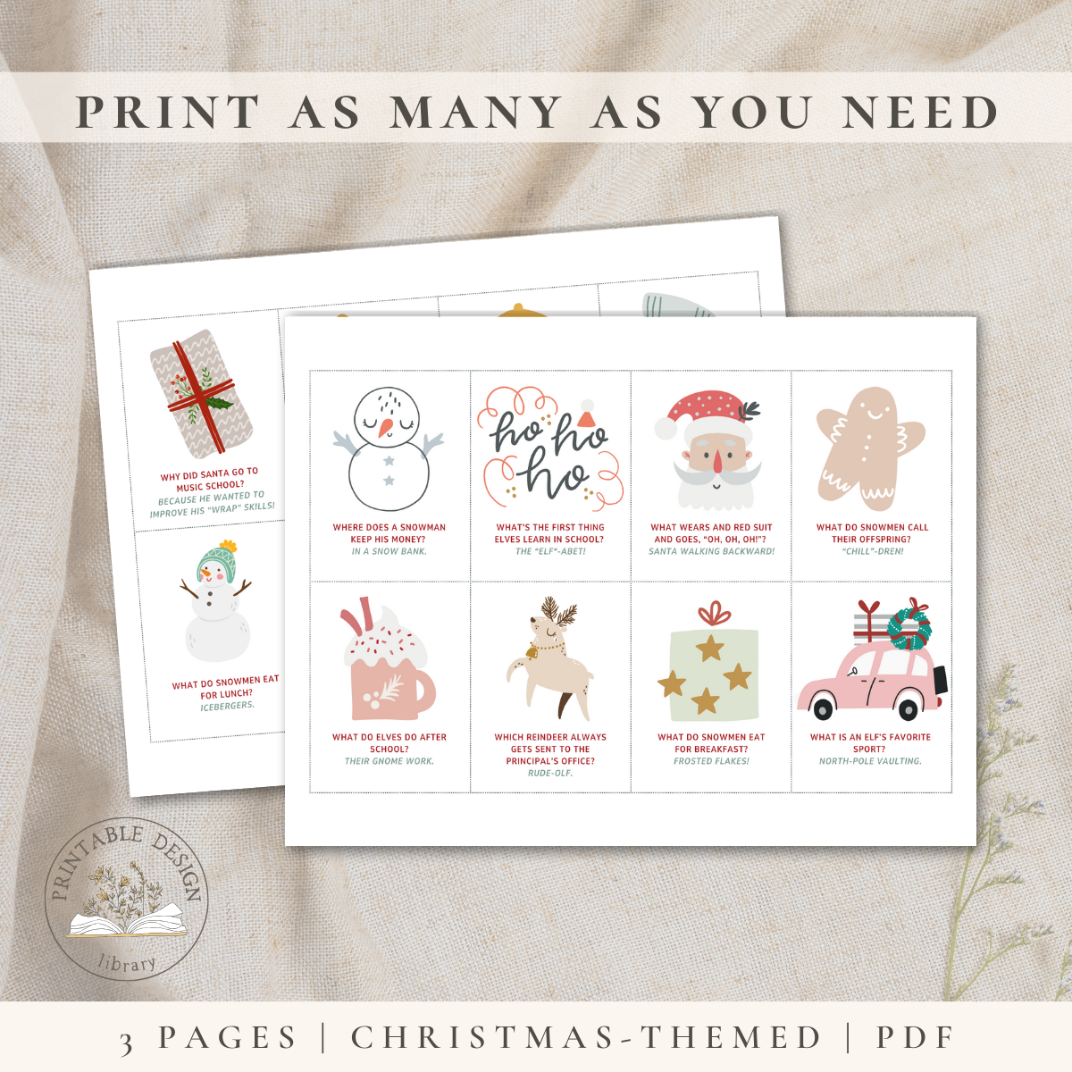 Printable Christmas Jokes for Kids Cards featured